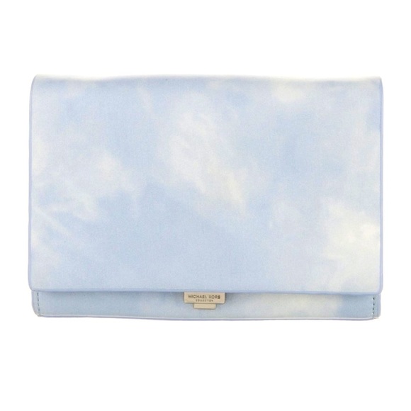 Michael Kors Light Blue and White Cloud Patterned Leather Clutch - Picture 1 of 5